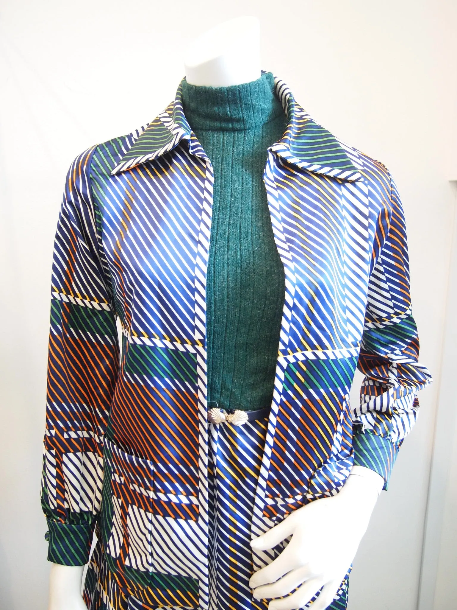 VTG OSCAR DE LA RENTA 2PC SET- FOREST VTG GREEN WOOL 60S SLEEVELESS MAXI DRESS W JACKET