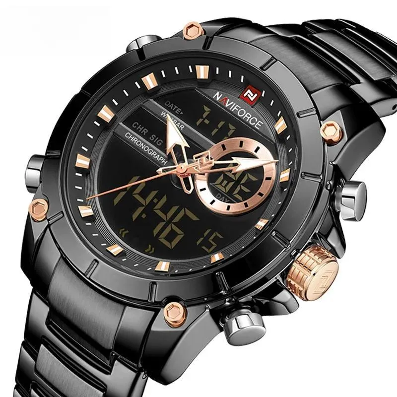 Watches for Men Luxury Dual Display Digital Sport Male Watch Chronograph Quartz Wristwatch
