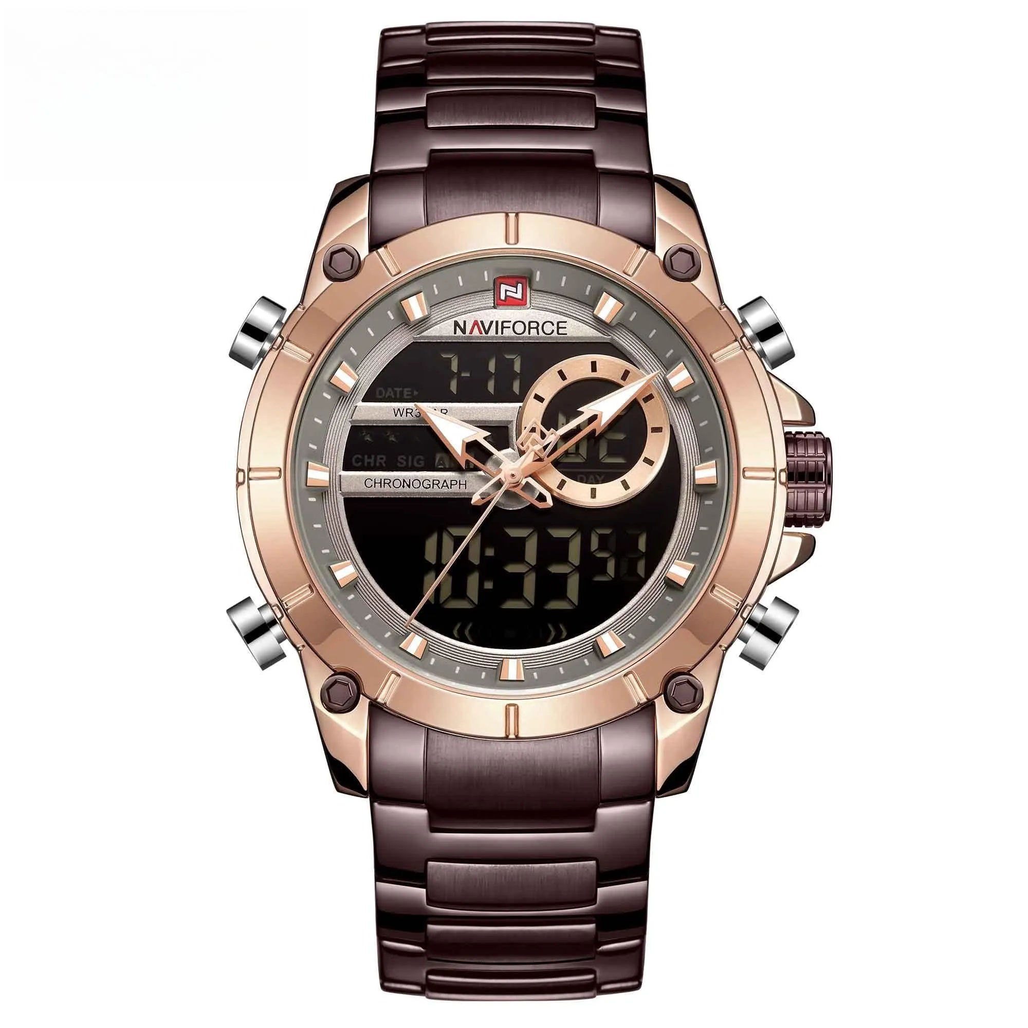 Watches for Men Luxury Dual Display Digital Sport Male Watch Chronograph Quartz Wristwatch