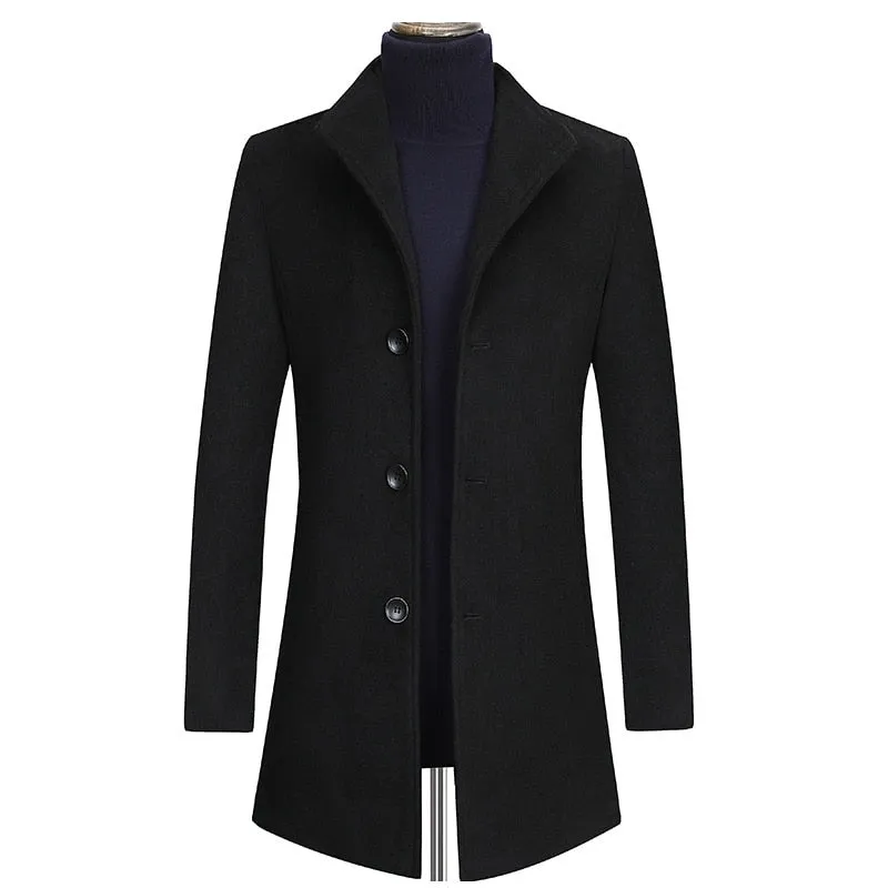 West Louis™ Winter Executive Business-Men Woolen Long Trench Coat