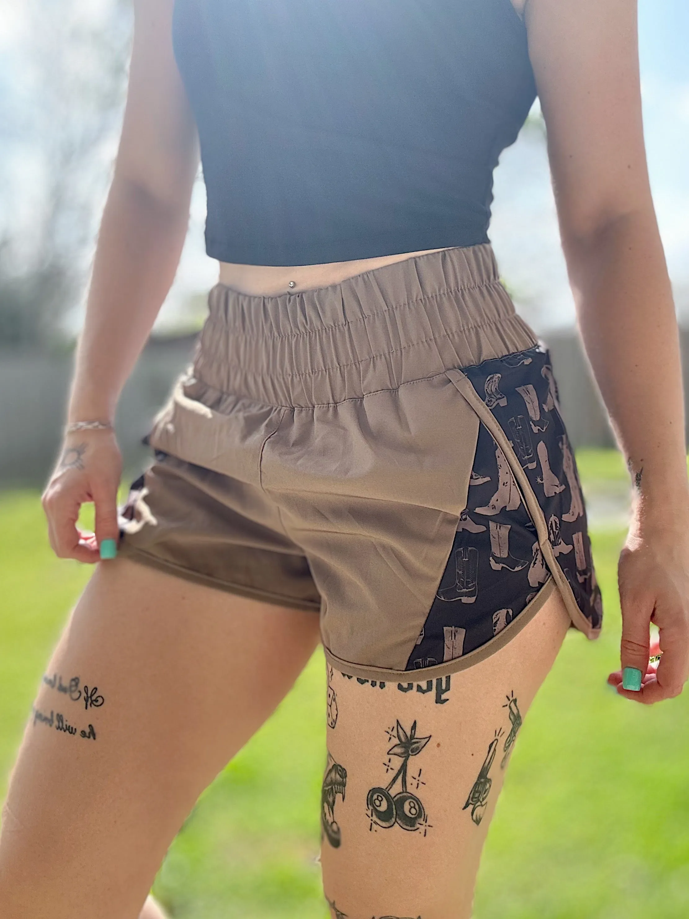 Western Athletic Shorts (Cowboy Boot)