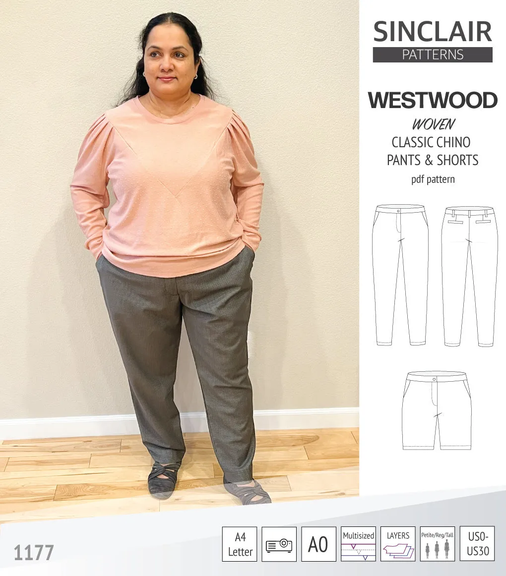 Westwood classic chino trousers for woven fabrics (PDF)