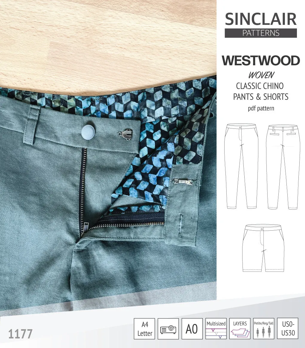 Westwood classic chino trousers for woven fabrics (PDF)