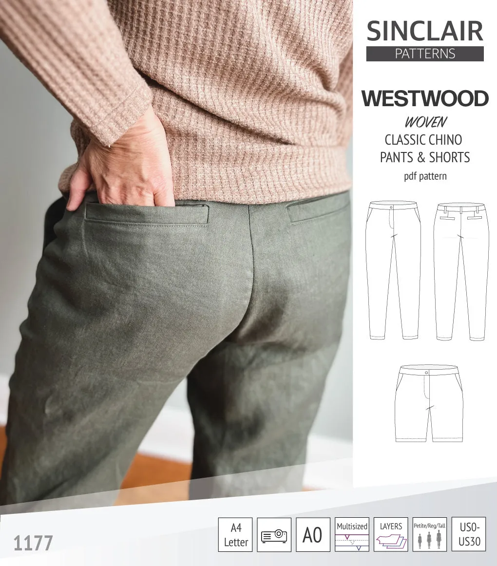 Westwood classic chino trousers for woven fabrics (PDF)