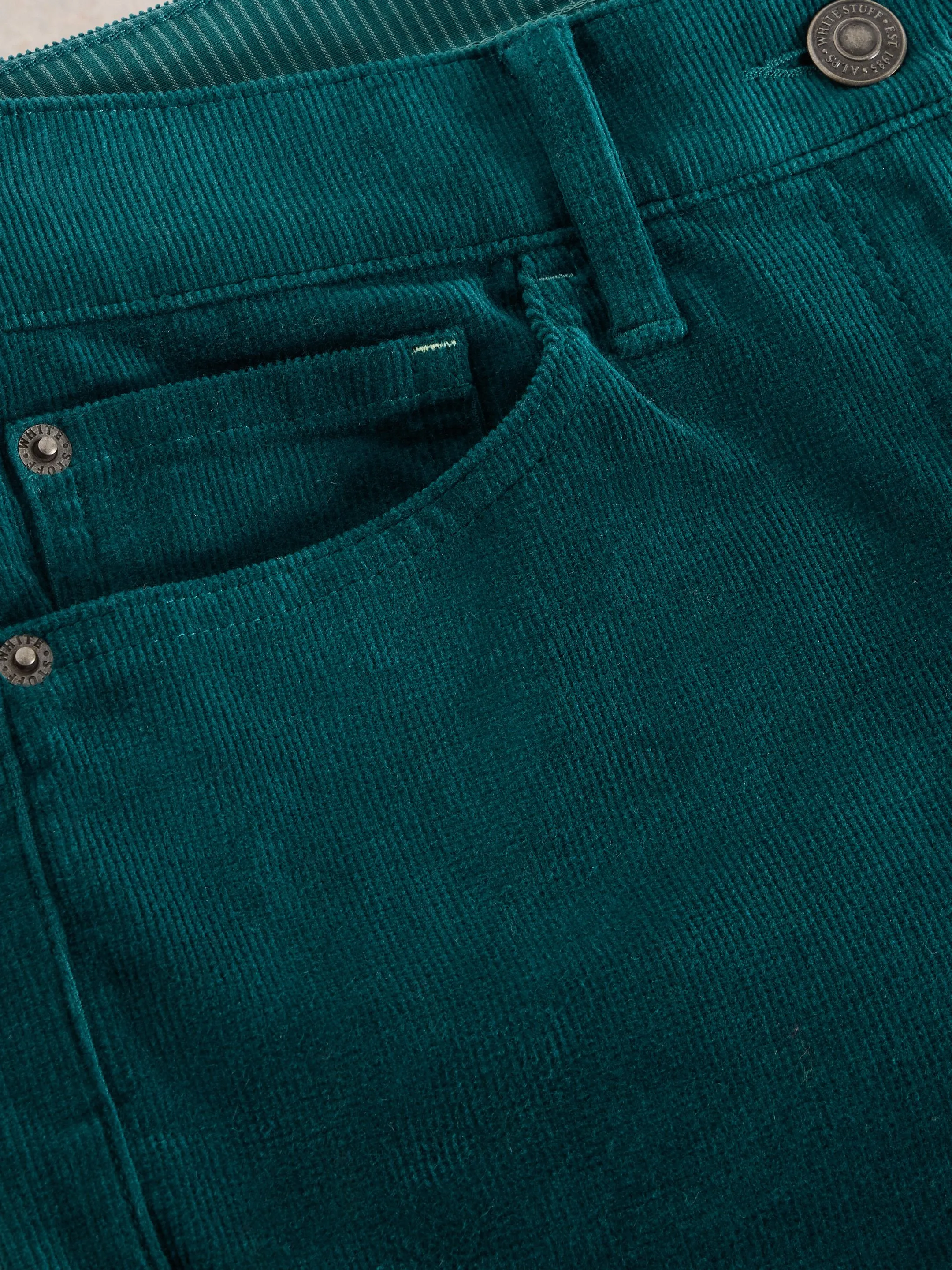 White Stuff UK Brooke Straight Cord Trouser Dk Green