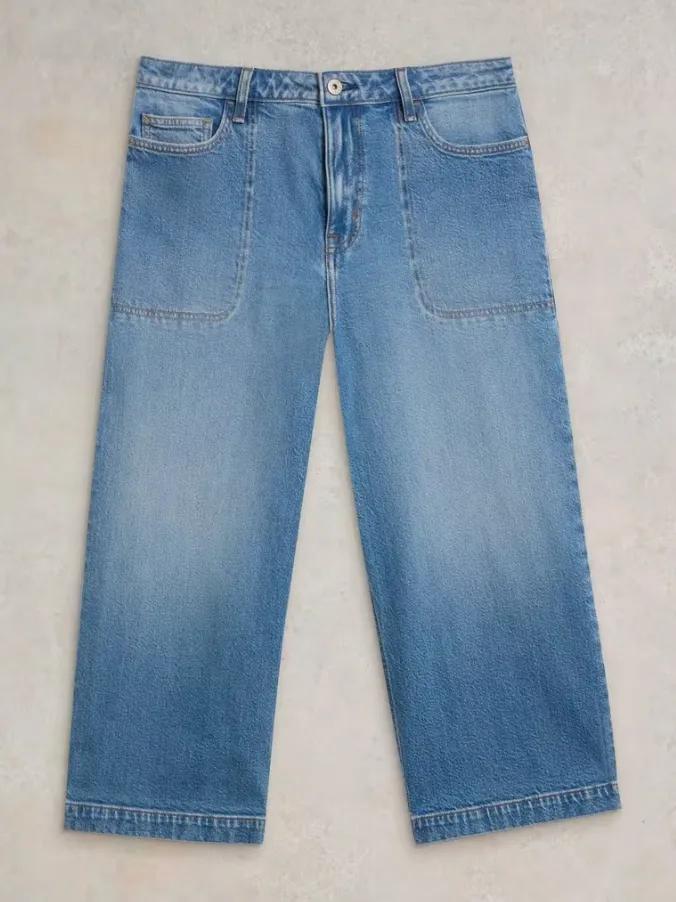 WHITE STUFF<BR>
Tia Crop Jeans<BR>
Blue, White<BR>