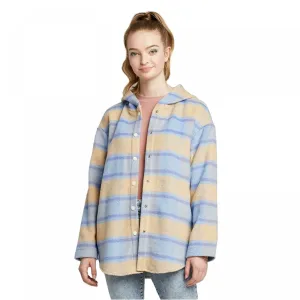Wild Fable Women's Plaid Long Sleeve Hooded Snap Front Shirt Jacket