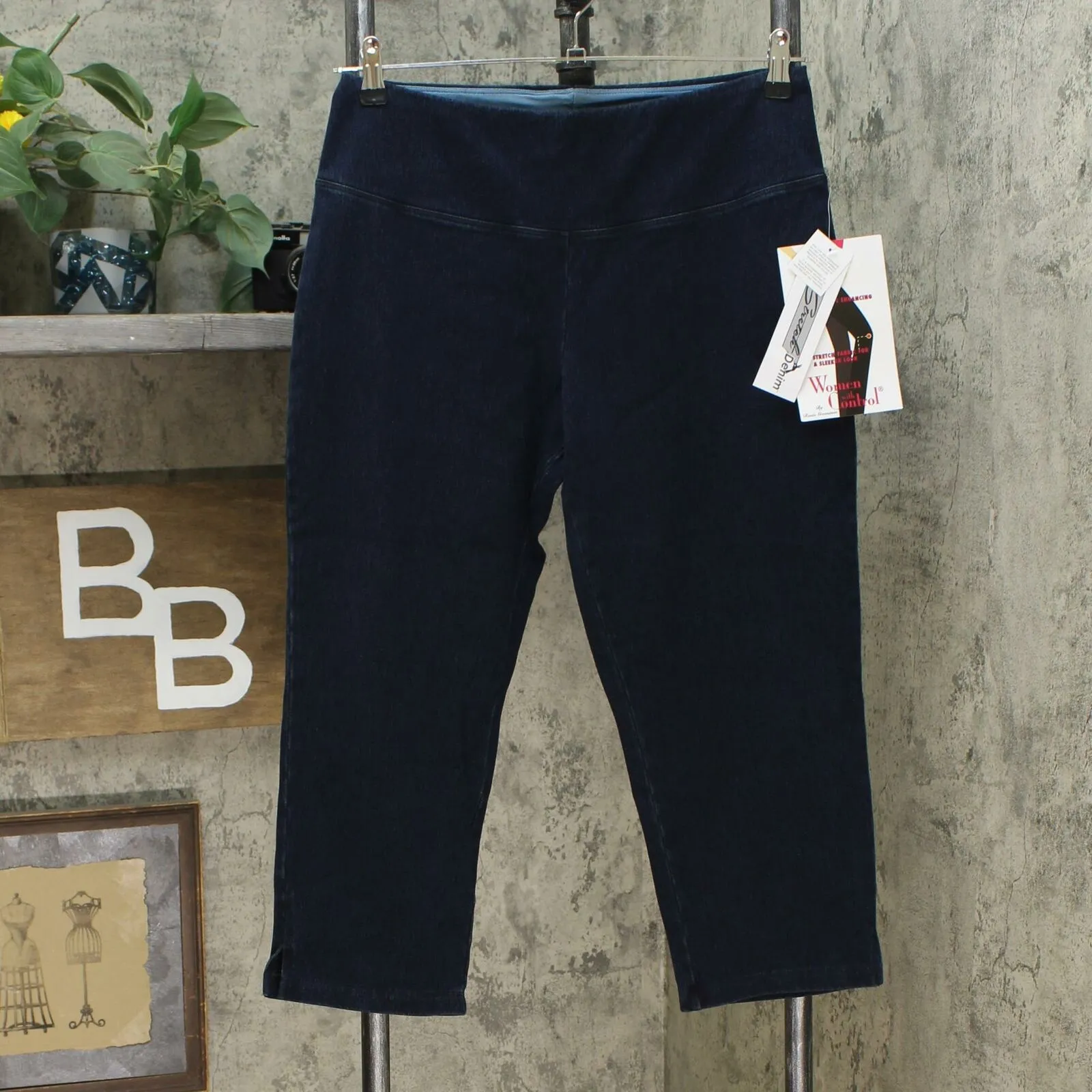 Women With Control Women's Petite Tummy Control Prime Stretch Crop Jeans