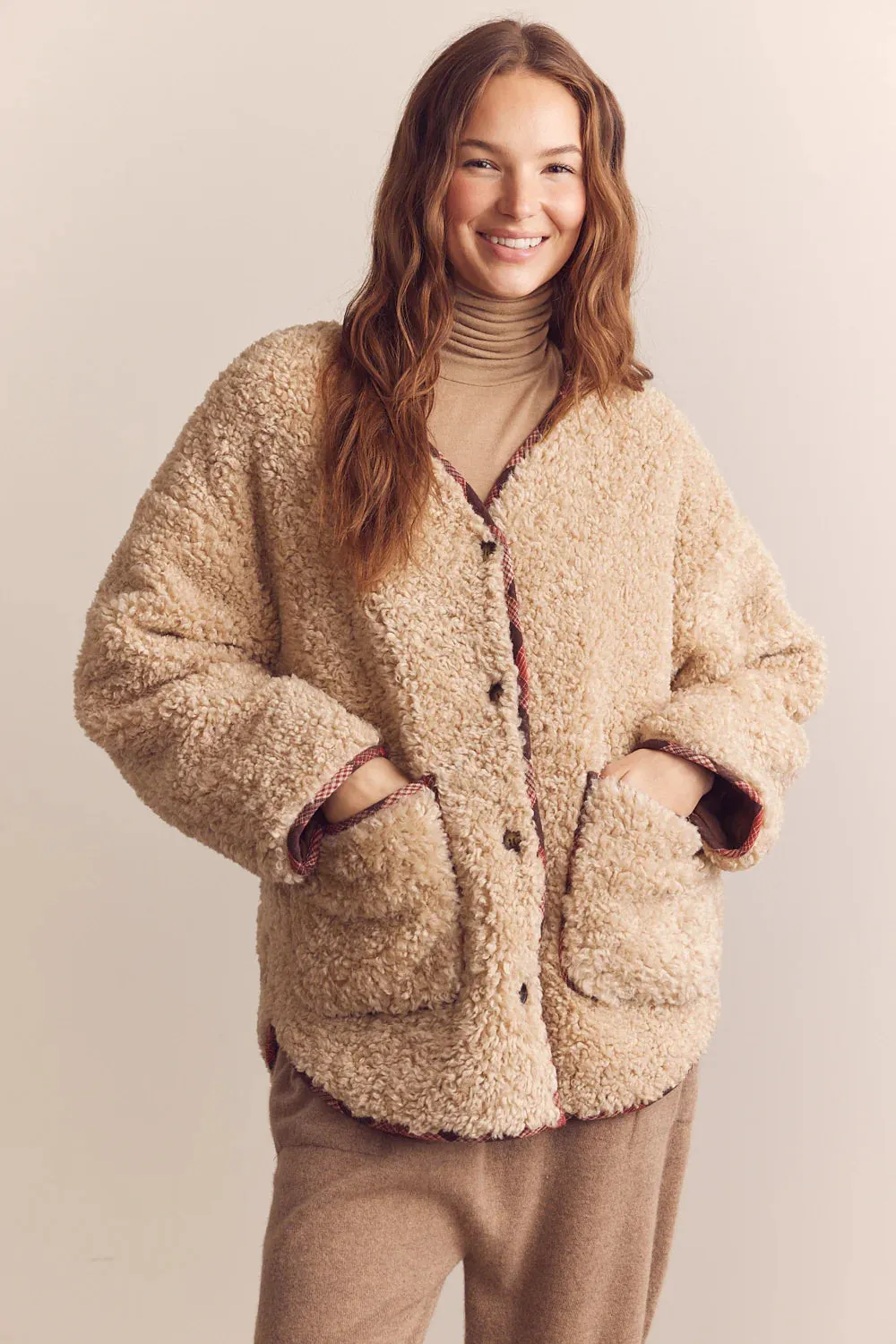 Wool Blend Shepherd Reversible Jacket