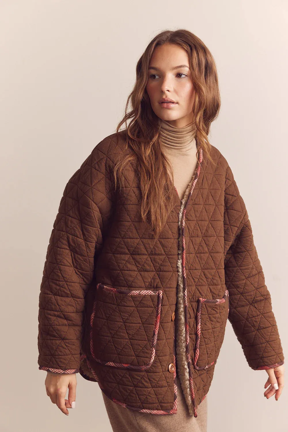 Wool Blend Shepherd Reversible Jacket