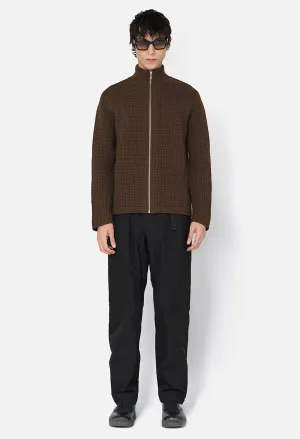 Wool Waffle Knit Full-Zip / Espresso