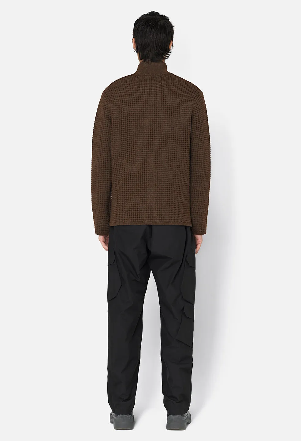 Wool Waffle Knit Full-Zip / Espresso