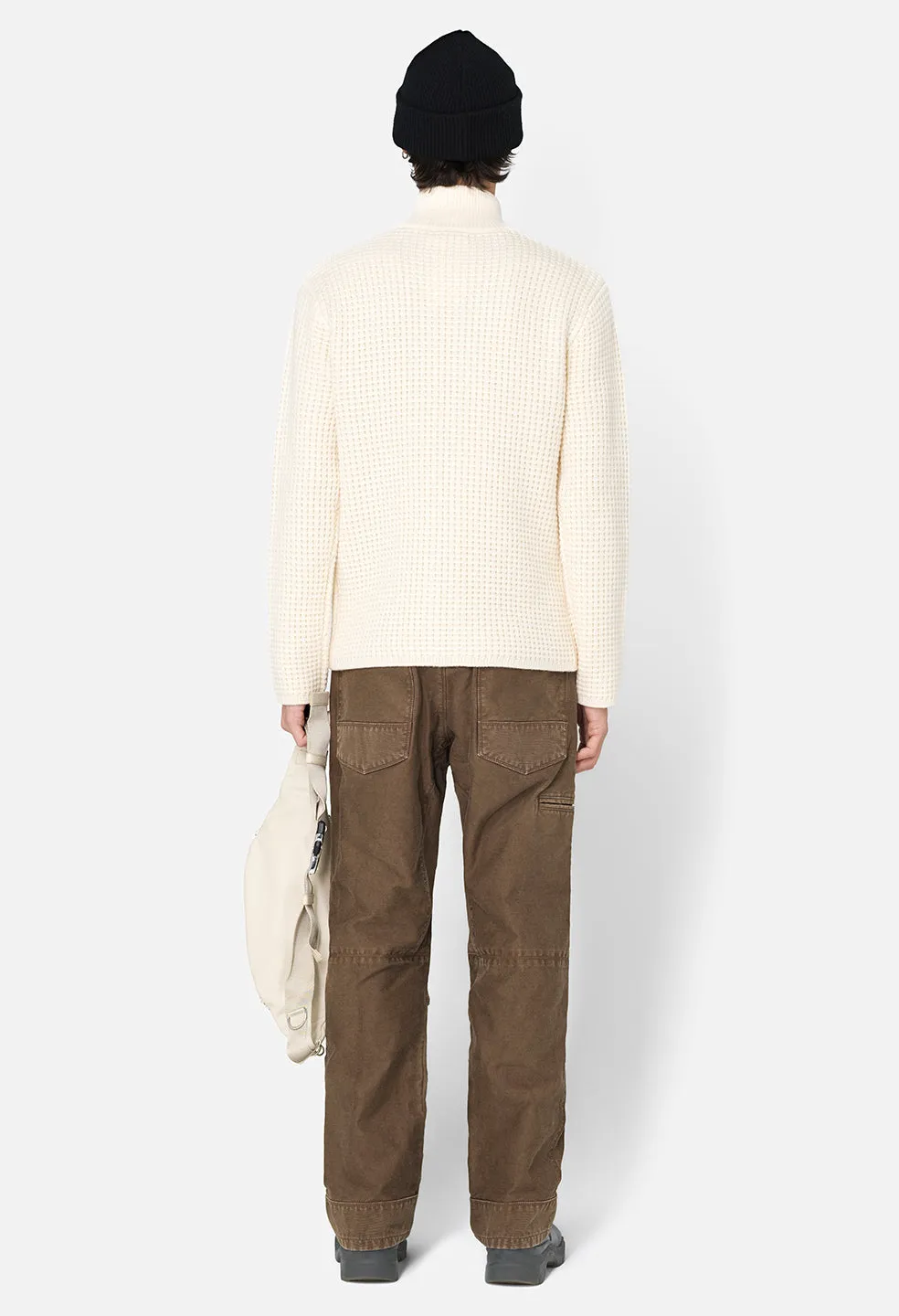 Wool Waffle Knit Full-Zip / Ivory