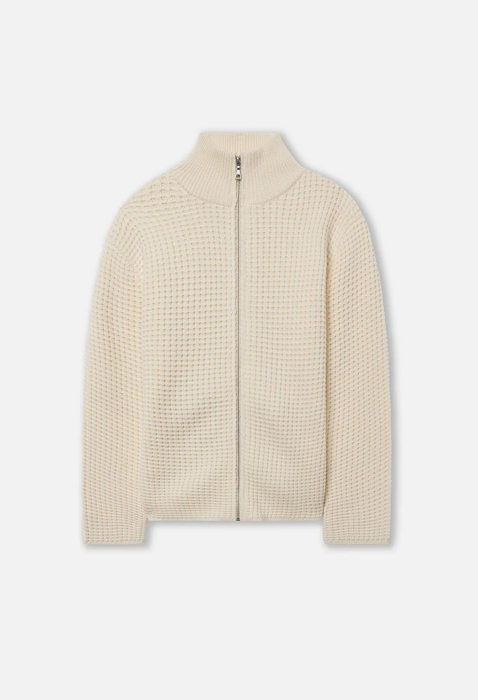 Wool Waffle Knit Full-Zip / Ivory