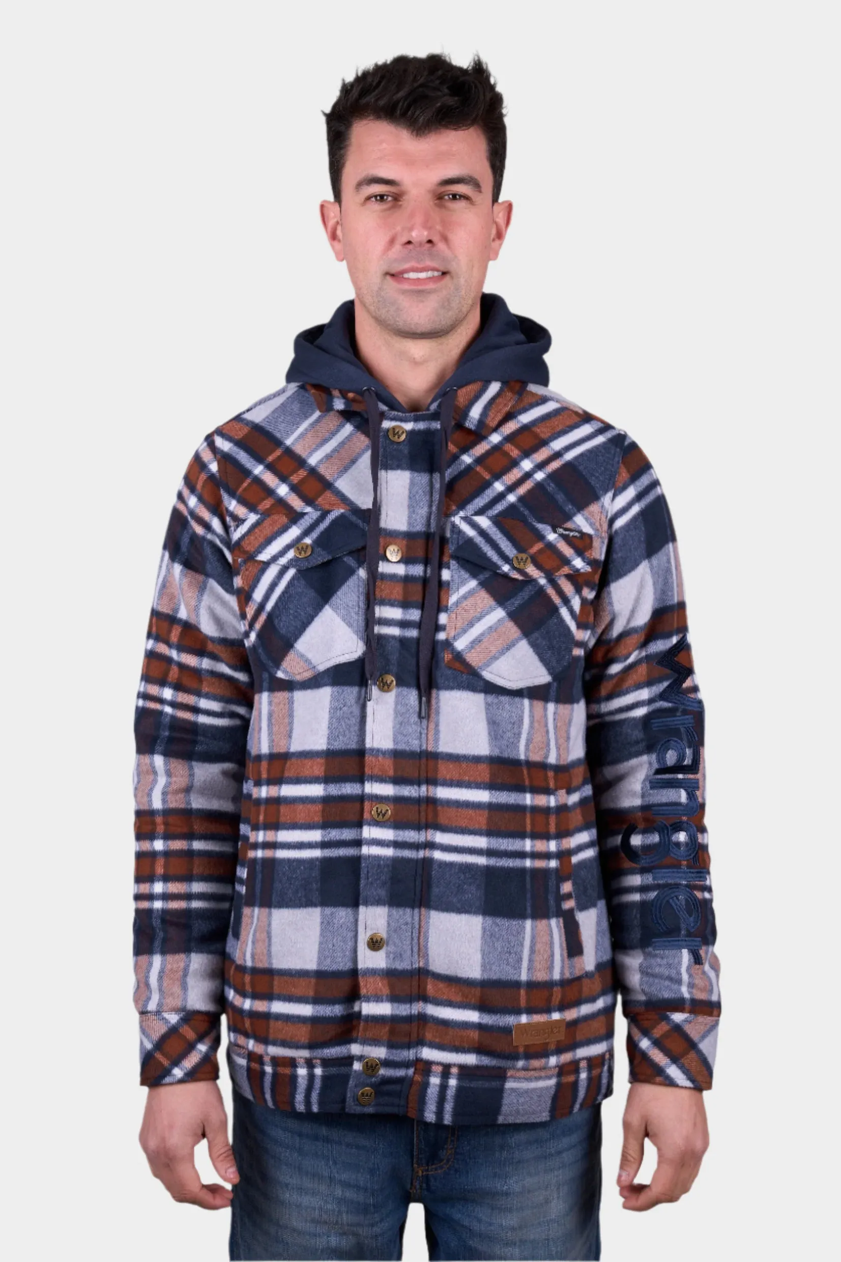 Wrangler MENS REID WOOL SHIRT JACKET - NAVY/TAN