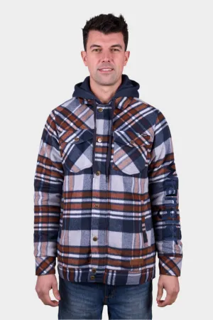 Wrangler MENS REID WOOL SHIRT JACKET - NAVY/TAN