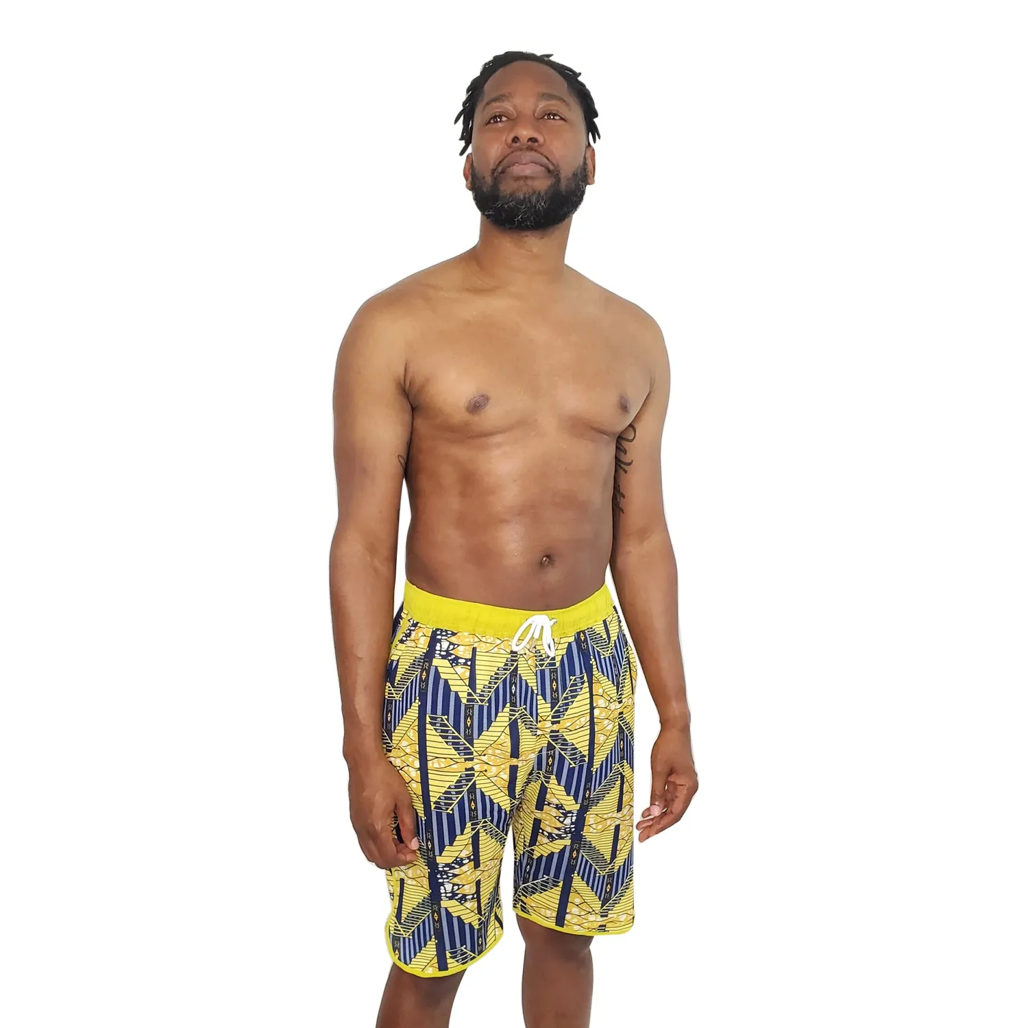 Yellow Lines Men's Swim Trunks